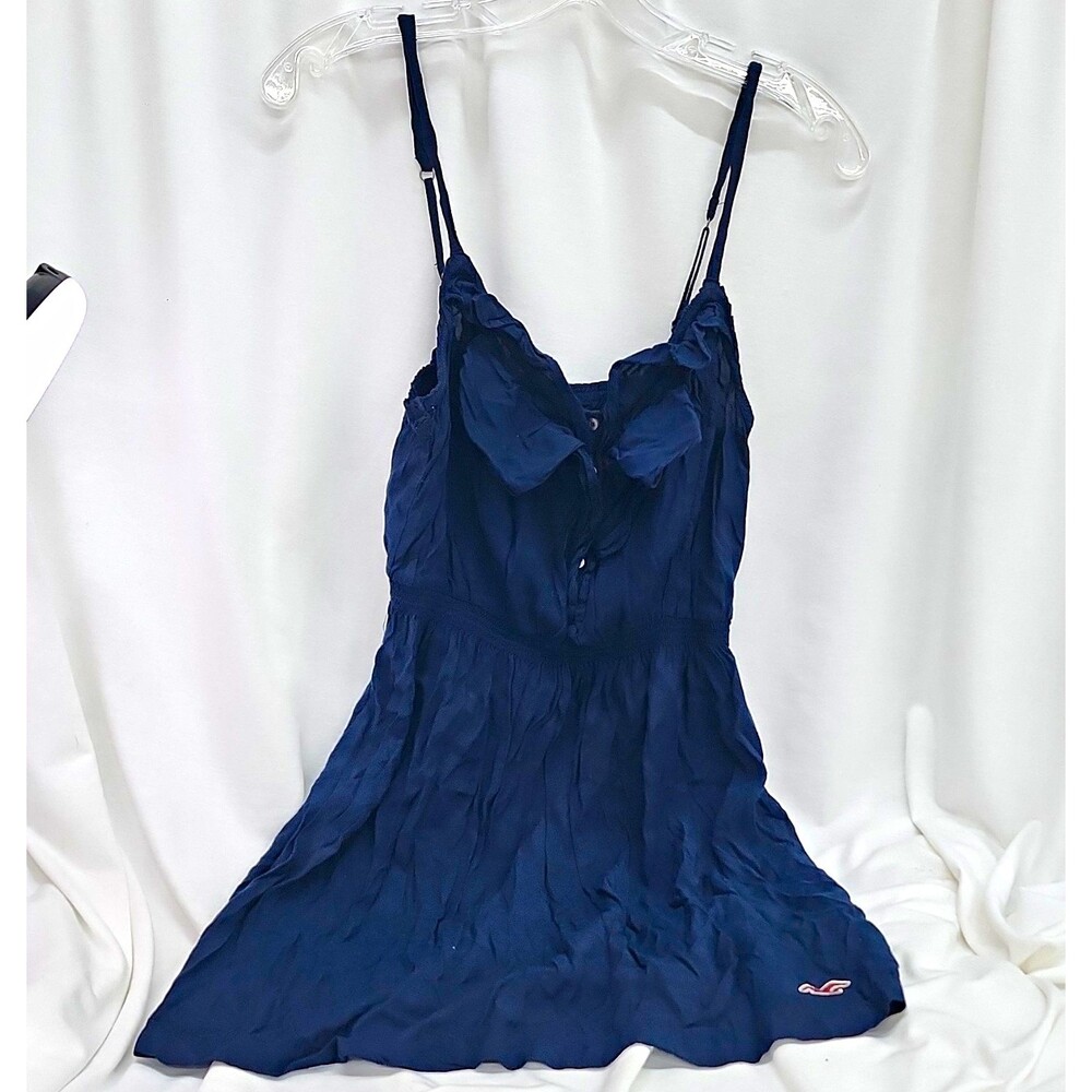 Hollister Blue V-Neck Ruffle mini dress 100% Viscose Size L